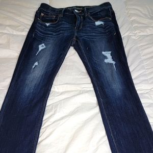 Express Mid Rise Dark Wash with rips Jean Leggings